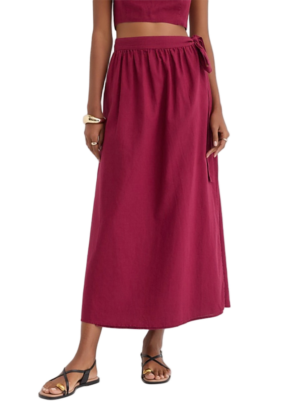 LOFT Beach Crimson Red Maxi Wrap Skirt Coverup Side Tie Wrap Size Medium NEW!